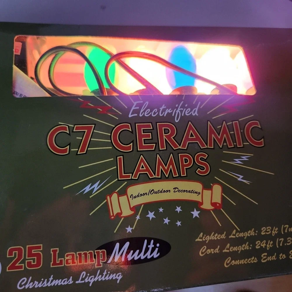 Christmas Vintage Multicolor Indoor/Outdoor‎ 24 Ft Transparent String C7 LIGHTS